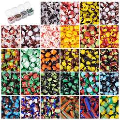 Mixed Color Opaque Colours Seep & Opaque Colours Glass Seed Beads, Round & Round Bugle, Mixed Color, 175x108x26mm