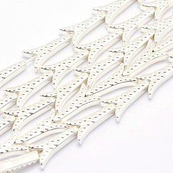 Silver Plated Electroplate Non-magnetic Synthetic Hematite Beads Strands, Grade AA, Long-Lasting Plated, Dragon Tail, Silver Plated, 15.5x8x3mm, Hole: 1mm, about 31pcs/strand, 15.7 inch(40cm)