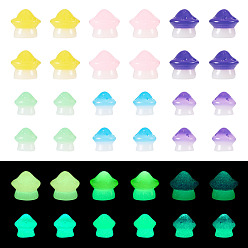 (52) Непрозрачная лаванда 30 шт. 2 стили светящегося грибного украшения из смолы, Светящийся в темноте гриб для украшения стола, разноцветные, 8.5~11x9~12x8.5~11.5 мм, 15 шт / стиль