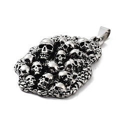 Skull Pendentifs en alliage de style tibétain, charmes de crâne, crane, 51x35x8mm, Trou: 8x4.5mm