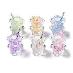 (52) Непрозрачная лаванда Подвески из светящейся полупрозрачной смолы, светящийся в темноте медвежий кубок, разноцветные, 37x23x19 мм, отверстие : 1.4 мм