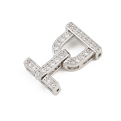 Платина Латунное микропейв, прозрачный кубический цирконий, складные застежки, г-образный, платина, 19.5 мм