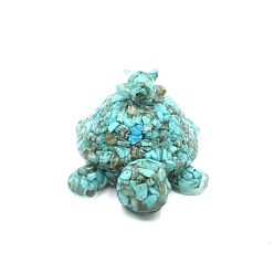 Синтетическая Бирюза Фигурки черепах из смолы, с синтетической бирюзовой крошкой внутри статуэток для украшения домашнего офиса, 88x62x46 мм