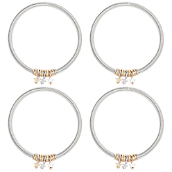 Многоцветный 4шт. набор цепочек из железа и круглых браслетов, Браслеты в форме катушки гитарной струны с подвесками в форме звезды ccb, многоцветные, внутренний диаметр: 1-7/8 дюйм (4.8 см)