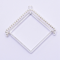 Серебро Подвесные подвески из сплава, вращающиеся подвески, для diy уф смолы, эпоксидная смола, Прессованные цветочные украшения, без свинца и без кадмия, ромб, серебряные, 44x44.5x4 мм, отверстие : 1.8 мм