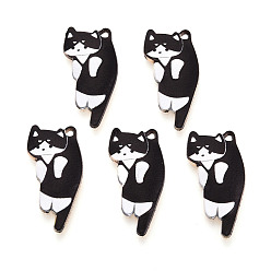 Черный Подвески из эмали и сплава, с печататься, без кадмия, без никеля и без свинца, кошачье очарование, золотые, чёрные, 25x13x2 мм, отверстие : 1.2~1.4 мм