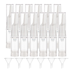 Clear Plastic Transparent Dewar Bottles, Empty Eye Cream Tube Vials, with Transparent Plastic Funnel Hopper, Clear, 10x1.9cm, Capacity: 5ml, 12pcs