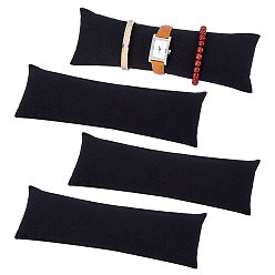 Черный Длинная подушка из льняной ткани для демонстрации украшений на браслетах, чёрные, 24x8.5 см