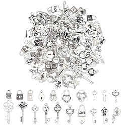 Античное Серебро 120 шт. 20 стили подвески-ключи из сплава в тибетском стиле, античное серебро, 11~33x7~17.5x1~4 мм, отверстие : 0.7~5.5 мм, 6 шт / стиль