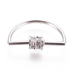 Платина Латунные микропаве, кубический цирконий, винт, карабин, подвески с замком, для изготовления ожерелий, полукруглый, прозрачные, платина, 28x18~18.5x2~5.5 мм