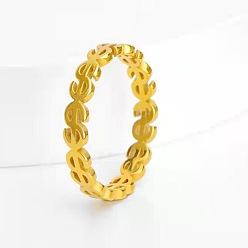 Золотой 304 палец кольца из нержавеющей стали, знак доллара, золотые, размер США 8 (18.1 мм)