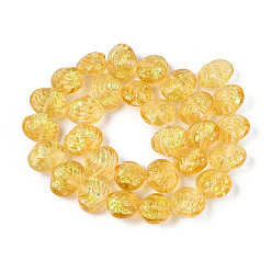 Золотистый Нити из фольги в технике лэмпворк, формы раковины, золотые, 12.5~14x16~17x10~11 мм, отверстие : 1.2~1.4 мм, около 29~30 шт / нитка, 14.37~15.55'' (36.5~39.5 см)