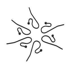 Черный 304 Крючки для сережек из нержавеющей стали с ионным покрытием (IP), электрофорез черный, 21x14 мм, 22 датчик, штифты : 0.6 мм