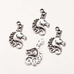 Античное Серебро Подвески из сплава , без кадмия и без свинца, единорог, античное серебро, 26.5x15x2.5 мм, отверстие : 2 мм