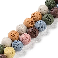 Mixed Color Synthetic Lava Rock Dyed Beads Strands, Round, Mixed Color, 7.5~8mm, Hole: 1mm, about 50pcs/strand, 14.88''(37.8cm)