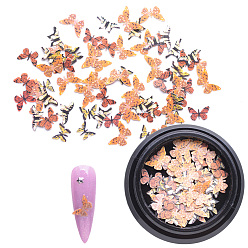 Седло Коричневый Бумажные кабошоны, украшения для ногтей, реалистичная бабочка, седло коричневый, 4~8x5~10x0.1 мм, Около 100 шт / коробка