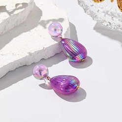 Темная Орхидея Смолы мотаться серьги стержня, слеза, золотые, темные орхидеи, 53x25 мм