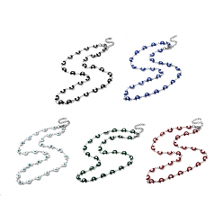 (52) Непрозрачная лаванда Колье-цепочка с эмалевыми звеньями «Луна и сглаз», 304 ожерелье нержавеющей стали, разноцветные, 17.83 дюйм (45.3 см)