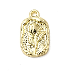 Light Gold Подвески из сплава , прямоугольник с цветочными подвесками, стойки покрытие, долговечный, без свинца, без кадмии и без никеля, золотой свет, 14.5x9x2.5 мм, отверстие : 1.2 мм