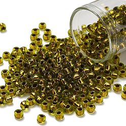 (747) Copper Lined Lime Green Тохо 6/0 круглые бусины, японский бисер, (747) лаймово-зеленый с медным покрытием, 4 мм, отверстие : 1.5 мм, Около 840 шт / 50 г