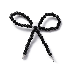 Черный Ссылки на компоненты люстры-банта из сплава и стекла, платина, белые, чёрные, 47x46x7 мм, отверстие : 1.2 мм, бусина : 3~3.5 mm