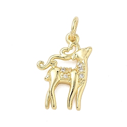Олень Латунные микро проложить кубического циркония подвески, стойки покрытие, долговечный, без свинца и без кадмия, реальный 18 k позолоченный, с целью перехода в кольце, олень, 17x11x2 мм, отверстие : 3.2 мм