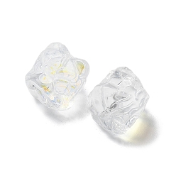 Прозрачный Выпечка расписные прозрачные стеклянные бусины, градиент цвета, лев, прозрачные, 11.5x11x9.5 мм, отверстие : 1.2 мм