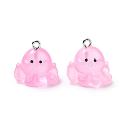 Бледно-Розовый Подвески из смолы, с железом найти, прелести осьминога, розовый жемчуг, 18x18x14 мм, отверстие : 1.8 мм