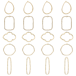 Light Gold 20шт 5 стили подвески из сплава с открытой спиной, для diy уф смолы, эпоксидная смола, Прессованные цветочные украшения, золотой свет, 42~60x14~44x1.5~3 мм, отверстие : 1.5~4 мм, 4 шт / стиль