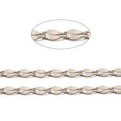 Real 18K Gold Plated Brass Dapped Curb Chains, Twisted Chains, with Spool, Soldered, Cadmium Free & Nickel Free & Lead Free, Real 18K Gold Plated, 5x2.5x0.5mm, about 32.8 Feet(10m)/roll