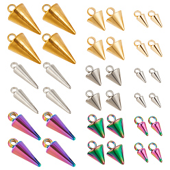 (52) Непрозрачная лаванда 54 шт. 9 стиль 304 и 201 подвески из нержавеющей стали, шарм шип/конус, разноцветные, 6.6~13.5x2.8~7 мм, отверстие : 1.4~2 мм, 6 шт / стиль