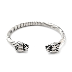 Античное Серебро Мужские браслеты-манжеты viking 304 с открытыми манжетами из нержавеющей стали, дракон, античное серебро, 1/2 дюйм (1.15 см), внутренний диаметр: 2-1/2 дюйм (6.45 см)