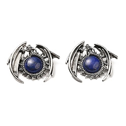 Ляпис-Лазурь Подвески с натуральным лазуритом, прелести дракона, с фурнитурой из сплава античного серебра, без кадмия и без свинца, 40x48x12 мм, отверстие : 9x6 мм