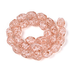 Темный Лосось Нити из бусин ручной работы в технике лэмпворк и блестящих бусинок, самородки, со цветком внутри , темный лосось, 13.5~15x9~11.5x9~11.5 мм, отверстие : 1~1.4 мм, около 28 шт / нитка, 14.17~15.35'' (36~39 см)