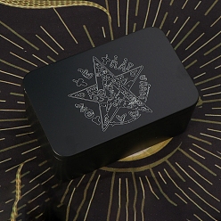 Черный Железные коробки для сбора карт Таро с принтом Word & Star, футляры для хранения карт Таро, прямоугольные, чёрные, 13x8.3x6 см