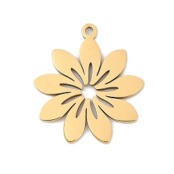 Золотой 5 шт. 201 подвески из нержавеющей стали, лазерная резка, цветочный шарм, золотые, 18.5x16.5x1 мм, отверстие : 1.2 мм