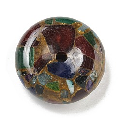 Разноцветный Синтетические золотые клинквантовые камни подвески, окрашенные, плоские круглые прелести, красочный, 40x12.5 мм, отверстие : 4.5 мм