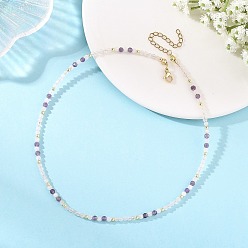 Rose Quartz Natural Rose Quartz Faceted Round Beaded Necklaces, Golden, 15.35 inch(39cm)