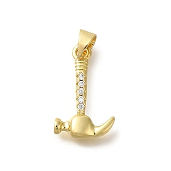 Tool Стойка металлическая латунная микропрофилированная кубическая циркония подвески, долговечный, без свинца и без кадмия, подвески для инструментов, реальный 18 k позолоченный, молоток, 19x12x3.5 мм, отверстие : 4x3.5 мм
