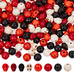 (52) Непрозрачная лаванда 320шт 8 стили окрашенные синтетические бирюзовые бусины наборы, череп и круг на Хэллоуин, разноцветные, 8x6x7 мм, отверстие : 1 мм, 40 шт / стиль