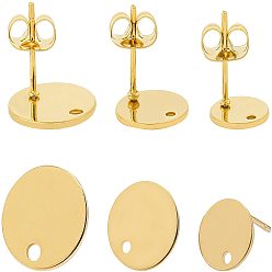 Золотой 304 Выводы серьги из нержавеющей стали шпилька, с плоской пластиной, ушные орехи / серьги спины, золотые, 74x72x17 мм, 18 шт / коробка