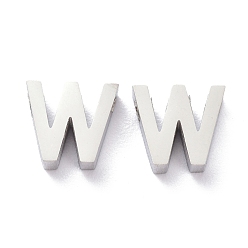 Letter W Устойчивые к потускнению 304 подвески из нержавеющей стали, алфавит, цвет нержавеющей стали, буква.w, 8x8.5x3 мм, отверстие : 1.8 мм