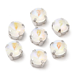 Кристалл Мокко флуоресцентный(ми) плоский круглый пришитый страз, многожильных ссылки, с настройками латуни, аксессуары для одежды, кристалл, 9x6.5 мм, отверстие : 1 мм