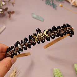 Обсидиан Ободки для волос из натурального черного обсидиана, корона для волос, для женщин девушек, 250x170x50 мм