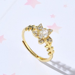 Золотой Латунные микро проложить пальцев кольца кубического циркония, морская звезда, без кадмия и без свинца, стойки покрытие, долговечный, золотые, 11 мм, размер США 6 (16.5 мм)