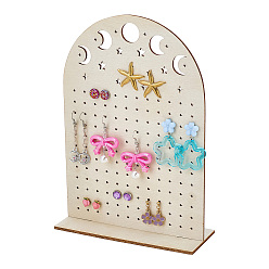 Blumenweiß Ohrring-Organizer-Displayständer aus hohlem Mond-Sperrholz, Bogenform, Blumenweiß, 15x5.95x22 cm
