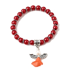 (123L) Белый крем непрозрачный блеск Прекрасном свадебном платье ангела браслеты для детей, карнавал браслеты простирания, со стеклянной жемчуг и тибетские шарики типа, огнеупорный кирпич, 45 мм