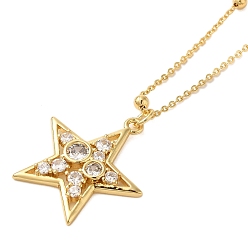 Звезда Настоящие 18k позолоченные латунные ожерелья с микропаве из прозрачных кубических цирконий для женщин, звезда, 17.91 дюйм (45.5 см)