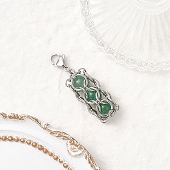 Зеленый Авантюрин Круглый натуральный зеленый авантюрин подвеска украшение, с 304 прыжковыми кольцами из нержавеющей стали и застежками-клешнями, 45~46 мм