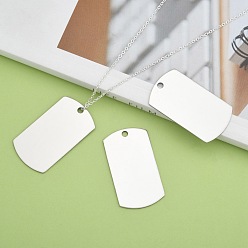 Stainless Steel Color 201 Stainless Steel Rectangle Stamping Blank Tag Pendants, Stainless Steel Color, 43x24x1mm, Hole: 3mm